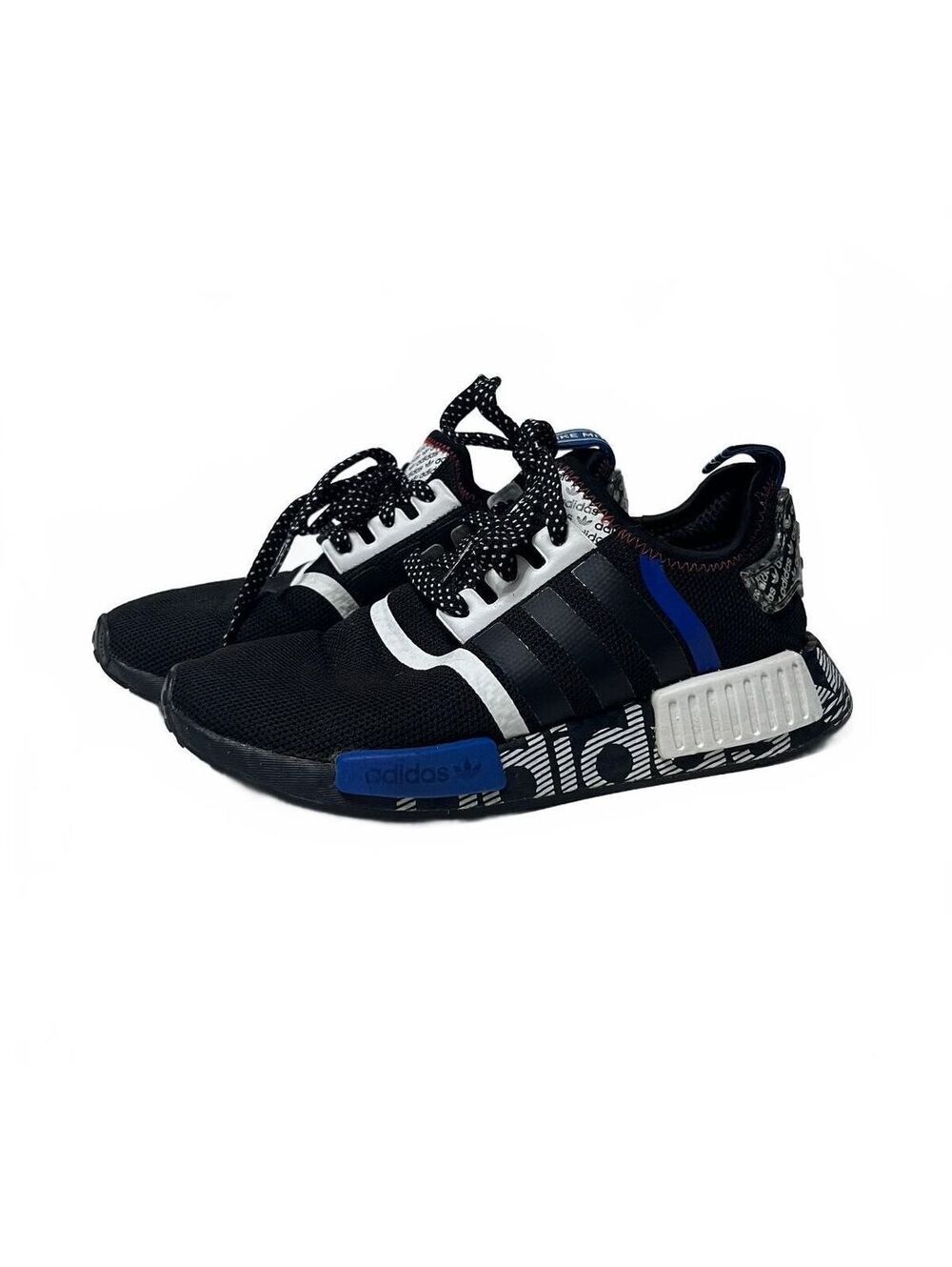 adidas NMD R1 J Black Multi Print Boost Sneaker Shoes FV5332 Youth 5/Women's 6.5